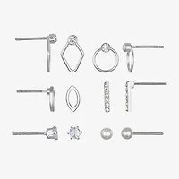 Bijoux Bar Delicates Womens Simulated Pearl 6 Pair Earring Set