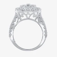 (H-I / I1) Womens 4 CT. T.W. Lab Grown White Diamond 14K Gold Cushion Cluster Cocktail Ring