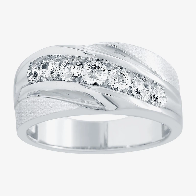 (H-I / I1) Mens 5MM 1 CT. T.W. Lab Grown White Diamond 10K Gold Wedding Band
