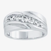 (H-I / I1) Mens 5MM 1 CT. T.W. Lab Grown White Diamond 10K Gold Wedding Band