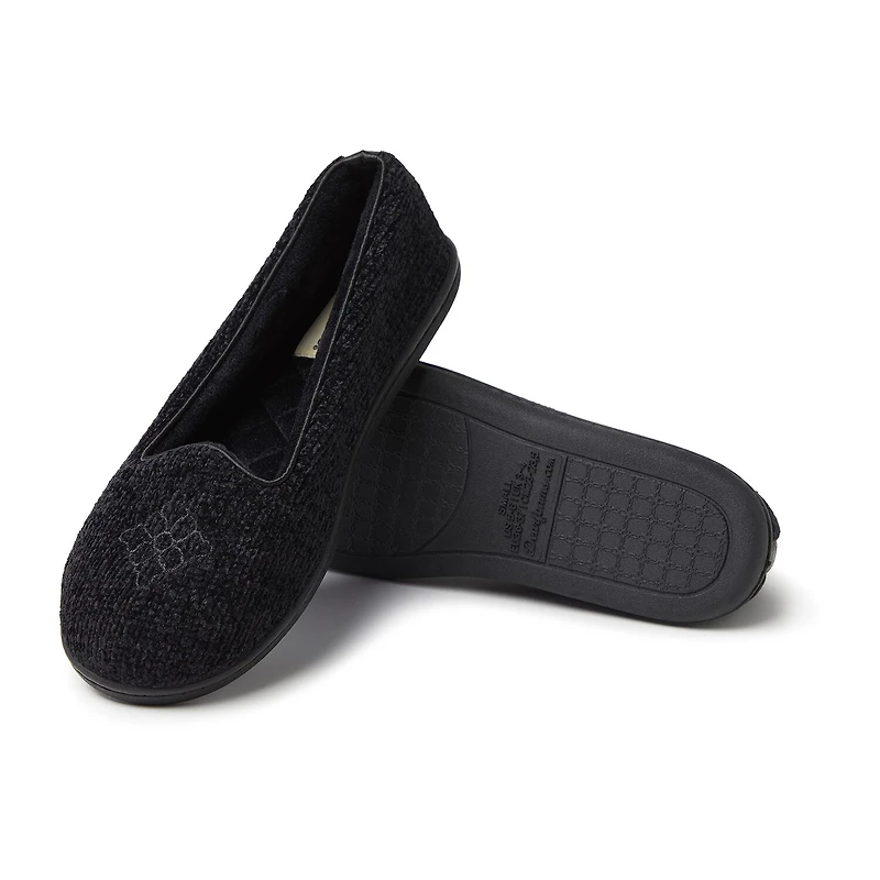 Dearfoams Rebecca Chenille Closed Back Womens Memory Foam Slip-On Slippers