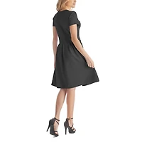 24seven Comfort Apparel Womens Scoop Neck Short Sleeve Fit + Flare Dress