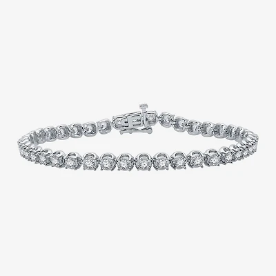 (H-I / I1) Womens 3 CT. T.W. Lab Grown White Diamond 10K Gold 7.5 Inch Tennis Bracelet