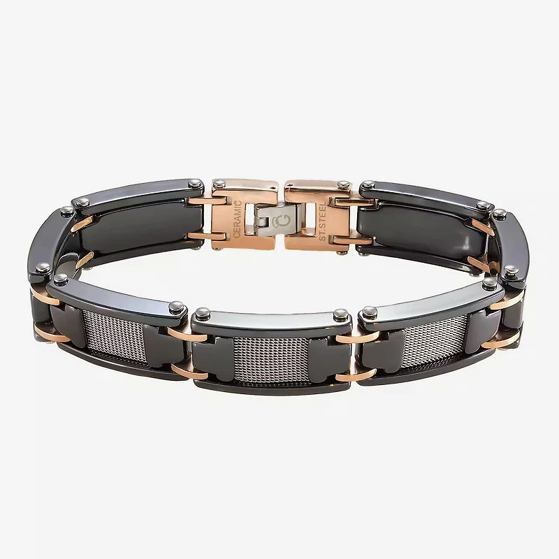 Men’s Two-Tone Stainless Steel & Black Ceramic Bracelet