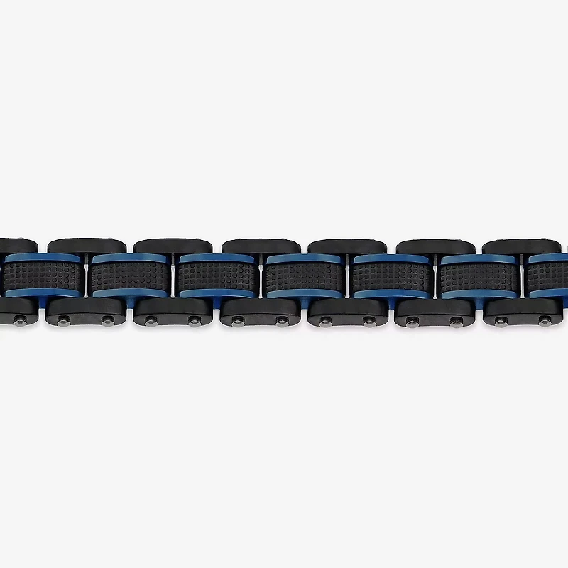 Mens Two-Tone Stainless Steel Textured Bracelet