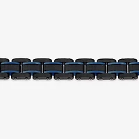 Mens Two-Tone Stainless Steel Textured Bracelet