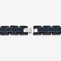 Mens Two-Tone Stainless Steel Textured Bracelet