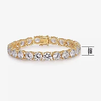 Cubic Zirconia 14K Gold Over Silver Round 7.5-7.75" Tennis Bracelet