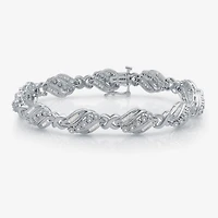 1 CT.T.W. Natural Diamond Sterling SIlver Heart Tennis Bracelet