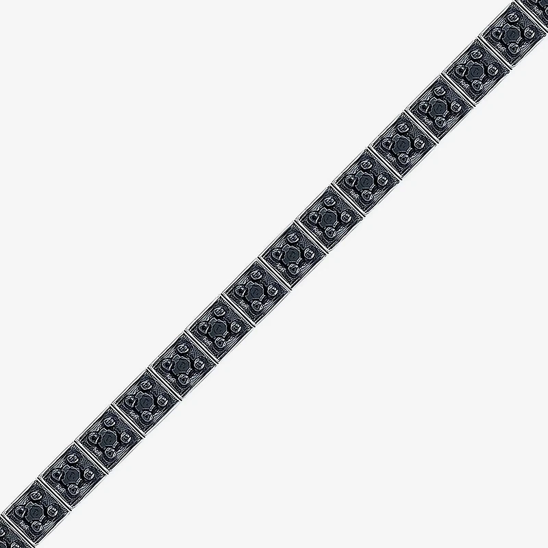 Womens 1 CT. T.W. Natural Black Diamond Sterling Silver 7.25 Inch Tennis Bracelet