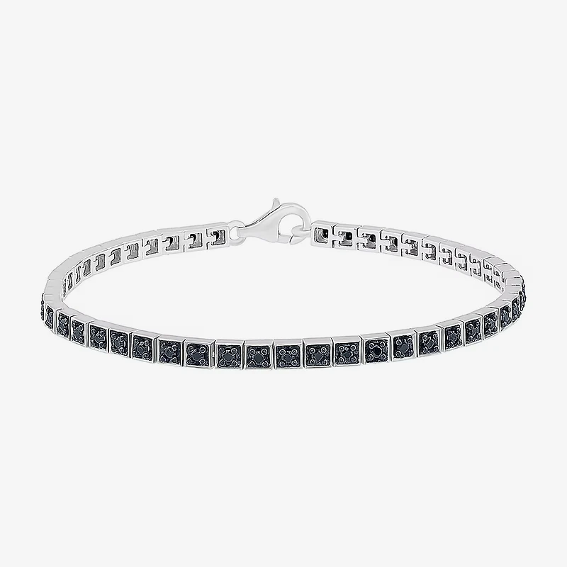 Womens 1 CT. T.W. Natural Black Diamond Sterling Silver 7.25 Inch Tennis Bracelet