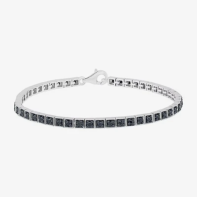 Womens 1 CT. T.W. Natural Black Diamond Sterling Silver 7.25 Inch Tennis Bracelet