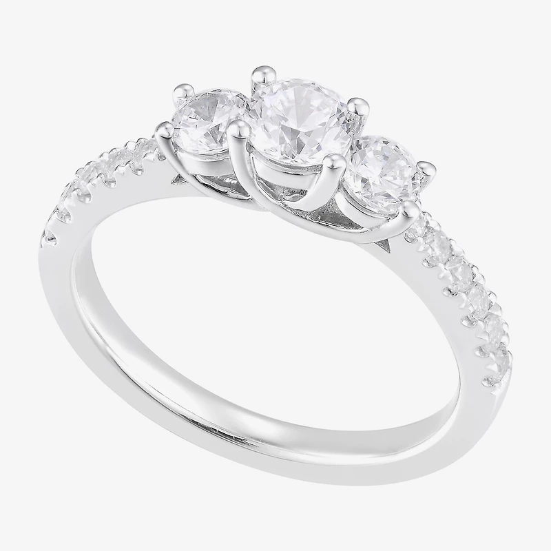 Limited Quantities! Womens 1 CT. T.W. Natural White Diamond 14K Gold Round Side Stone 3-Stone Engagement Ring