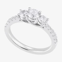 Limited Quantities! Womens 1 CT. T.W. Natural White Diamond 14K Gold Round Side Stone 3-Stone Engagement Ring