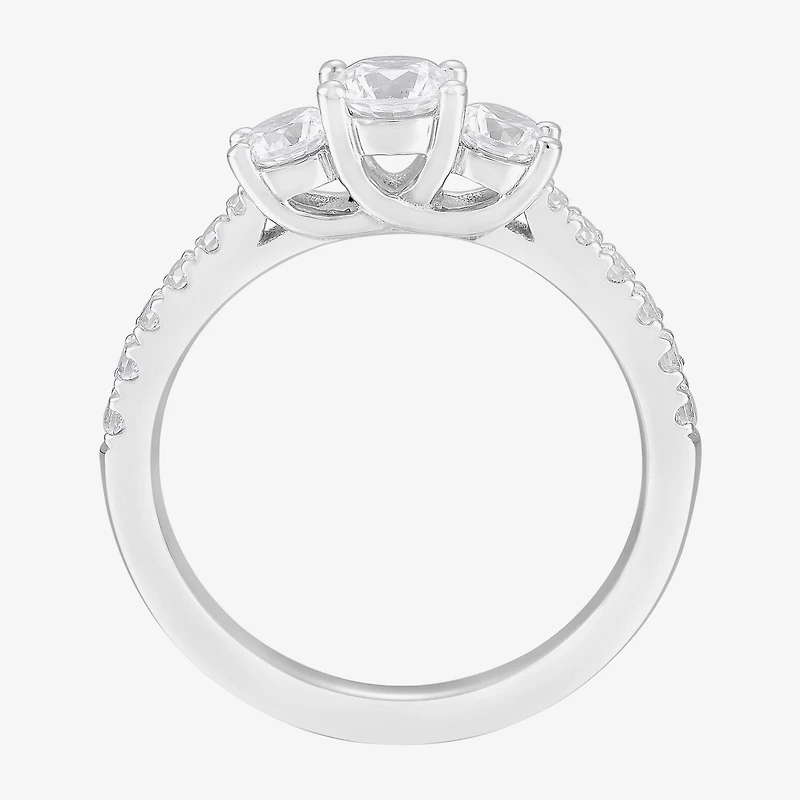 Limited Quantities! Womens 1 CT. T.W. Natural White Diamond 14K Gold Round Side Stone 3-Stone Engagement Ring