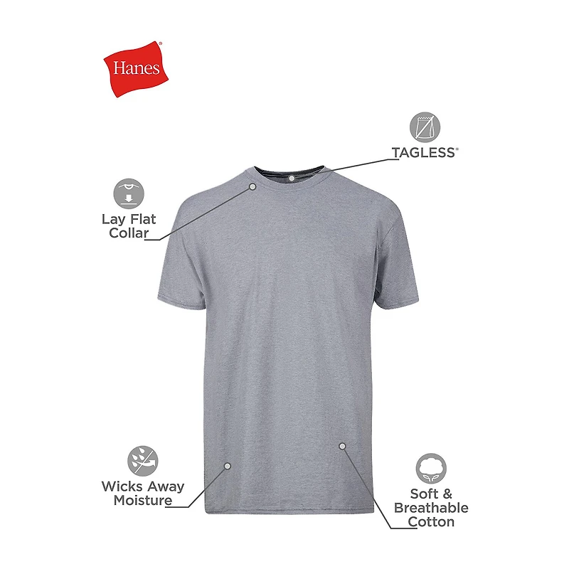 Hanes Comfortsoft Mens 4 Pack Short Sleeve Crew Neck Moisture Wicking T-Shirt