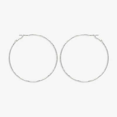 Bold Elements Silver Tone Womens Stainless Steel 32.1mm Hoop Earrings
