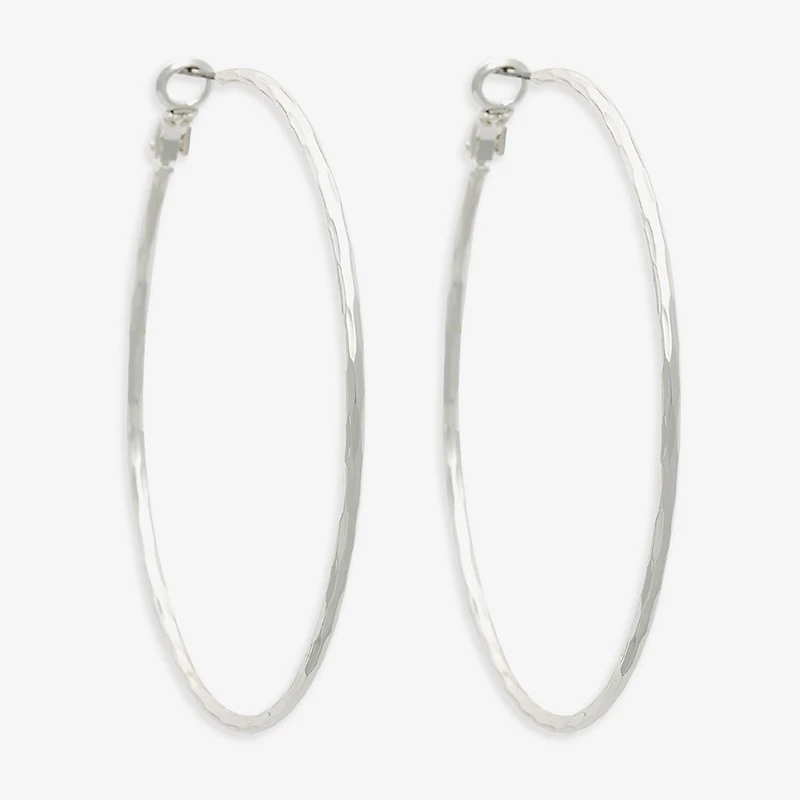 Bold Elements Silver Tone Womens Stainless Steel 32.1mm Hoop Earrings