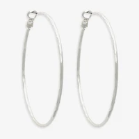 Bold Elements Silver Tone Womens Stainless Steel 32.1mm Hoop Earrings