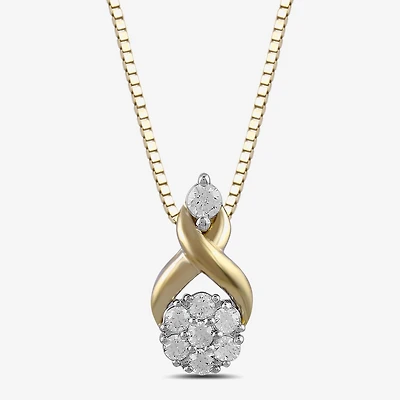 Diamond Blossom Womens 1/6 CT. T.W. Lab Grown White Diamond 10K Gold Round 18 Inch Pendant Necklace