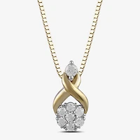 Diamond Blossom Womens 1/6 CT. T.W. Lab Grown White Diamond 10K Gold Round 18 Inch Pendant Necklace