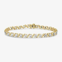 (G/Si2) Womens 10 Ct.T.W. Lab Grown White Diamond 10K Gold Round 7.25 Inch Tennis Bracelet
