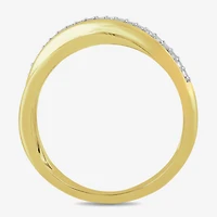 Womens 1/10 CT. T.W. Lab Grown White Diamond 14K Gold Over Silver Sterling Crossover Cocktail Ring