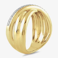 Womens 1/10 CT. T.W. Lab Grown White Diamond 14K Gold Over Silver Sterling Crossover Cocktail Ring