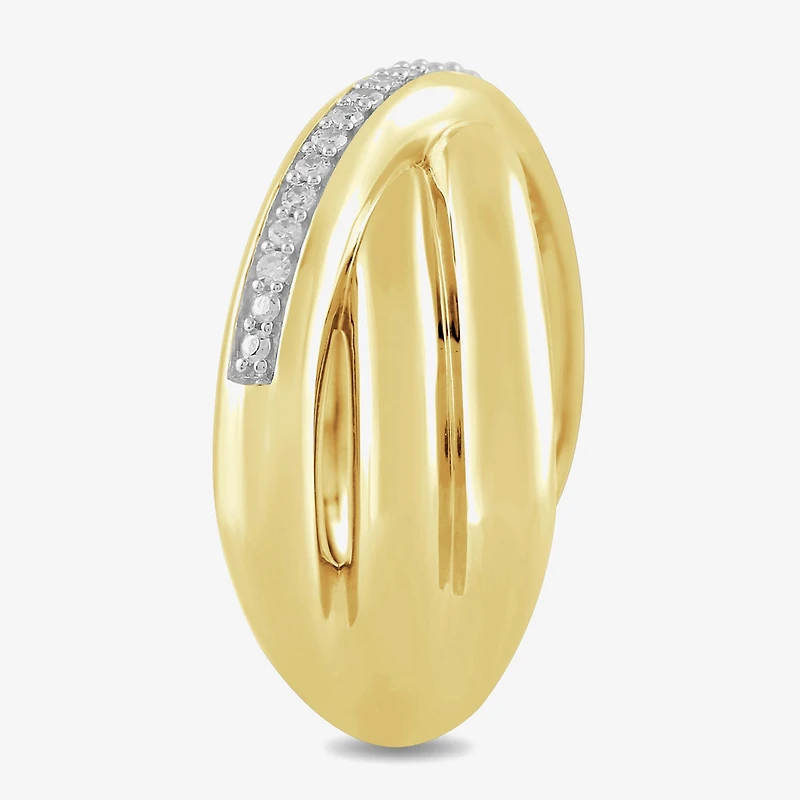Womens 1/10 CT. T.W. Lab Grown White Diamond 14K Gold Over Silver Sterling Crossover Cocktail Ring
