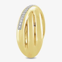 Womens 1/10 CT. T.W. Lab Grown White Diamond 14K Gold Over Silver Sterling Crossover Cocktail Ring