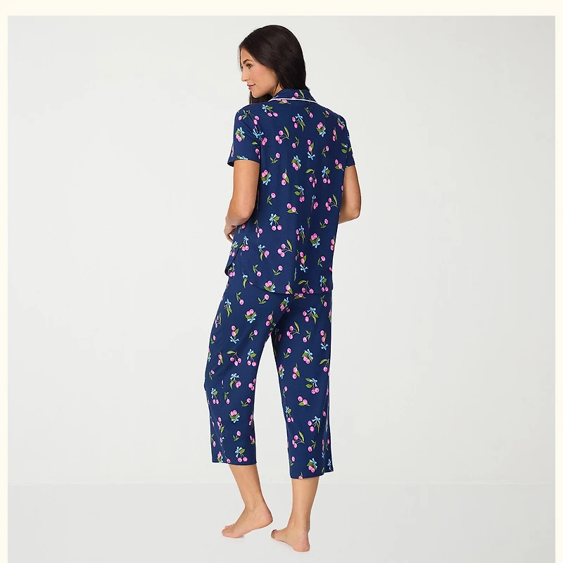 Cuddl Duds Womens V-Neck Short Sleeve 2-pc. Pajama Set