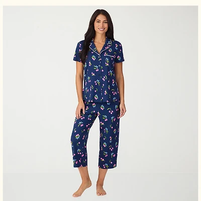 Cuddl Duds Womens V-Neck Short Sleeve 2-pc. Pajama Set