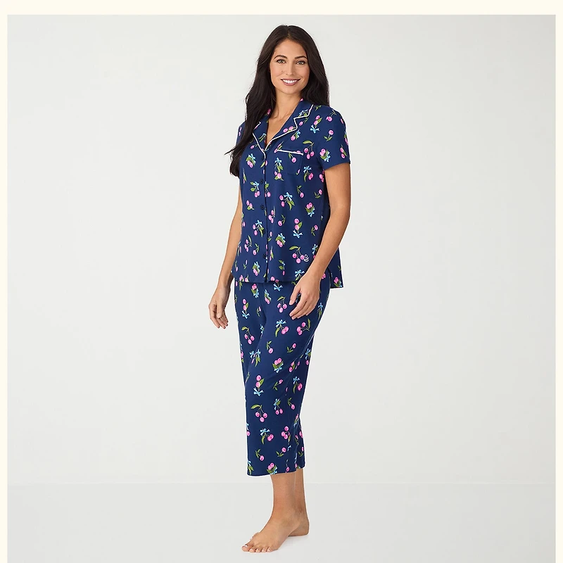 Cuddl Duds Womens V-Neck Short Sleeve 2-pc. Pajama Set