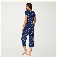Cuddl Duds Womens Short Sleeve 2-pc. Pajama Set