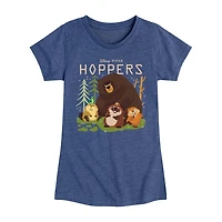 Disney Collection Little & Big Kid Girls Crew Neck Short Sleeve Classic Fit Hoppers Graphic T-Shirt