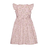 Bonnie Jean Little Girls Smocked Bunny Short Sleeve Flutter A-Line Dress