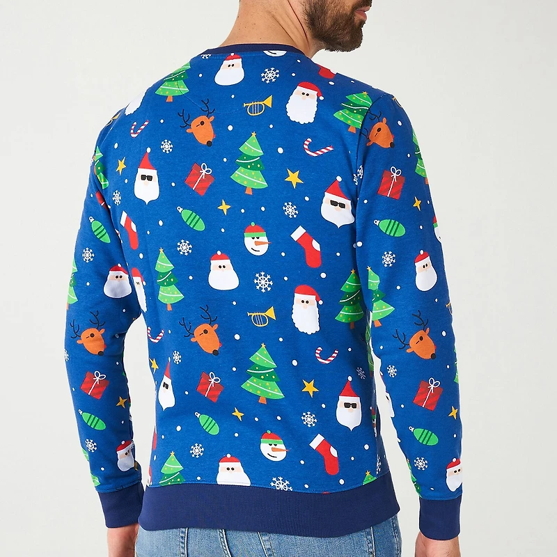 Novelty Mens Crew Neck Long Sleeve Regular Fit Graphic T-Shirt