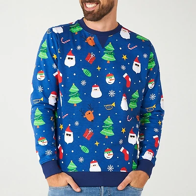 Novelty Mens Crew Neck Long Sleeve Regular Fit Graphic T-Shirt