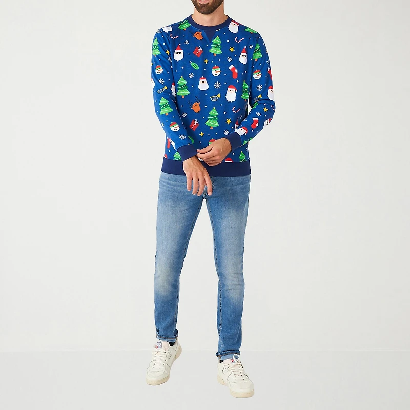 Novelty Mens Crew Neck Long Sleeve Regular Fit Graphic T-Shirt
