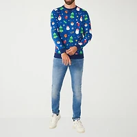 Novelty Mens Crew Neck Long Sleeve Regular Fit Graphic T-Shirt