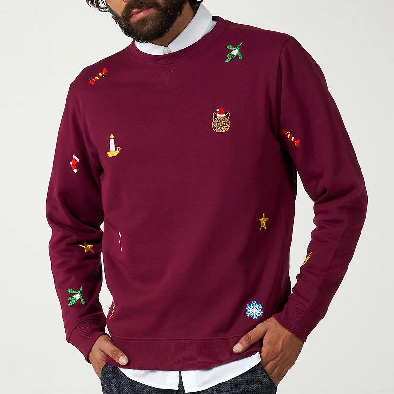 Novelty Mens Crew Neck Long Sleeve Regular Fit Graphic T-Shirt