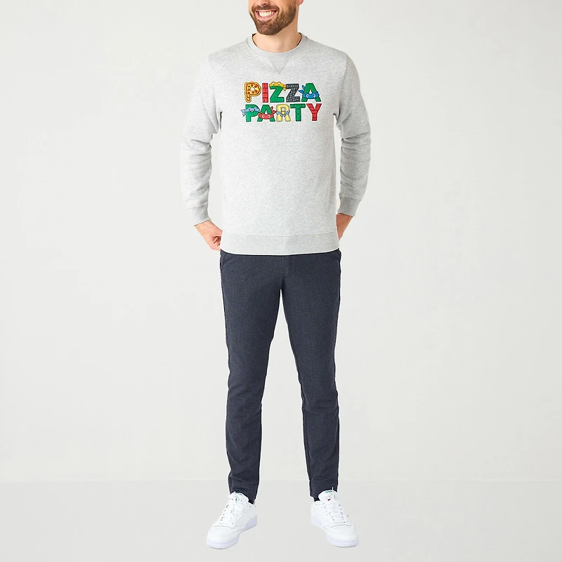 Novelty Mens Crew Neck Long Sleeve Regular Fit Teenage Mutant Ninja Turtles Graphic T-Shirt