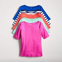St. John's Bay Womens Boat Neck Elbow Sleeve T-Shirt