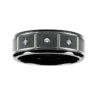 Mens 1/10 CT.T.W. Natural Diamond Black Titanium Wedding Band