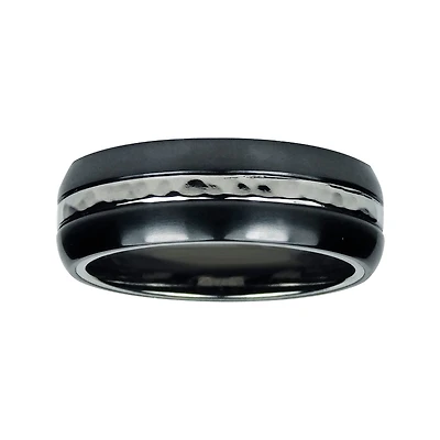 Mens 8mm Two-Tone Titanium Wedding Band