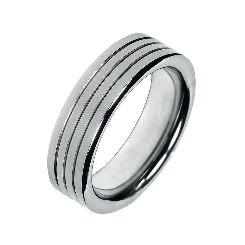 Mens 7mm Groove Cobalt Wedding Band