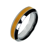 Mens Cobalt and 10K Yellow Gold Inlay Wedding Band
