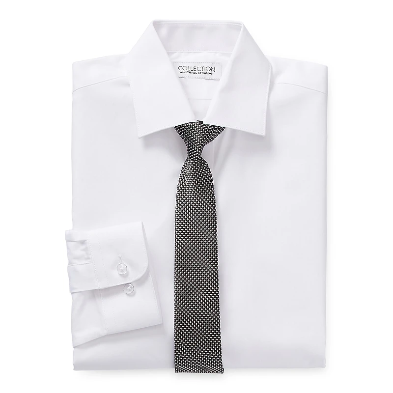 Collection By Michael Strahan Boys Long Sleeve Spread Collar Shirt + Tie Set