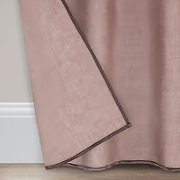 Fieldcrest Luxury Linen Border Stripe Rod Pocket Back Tab Sheer Single Curtain Panel