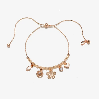Bijoux Bar Delicates Rose Tone Womens Flower Charm Bracelet
